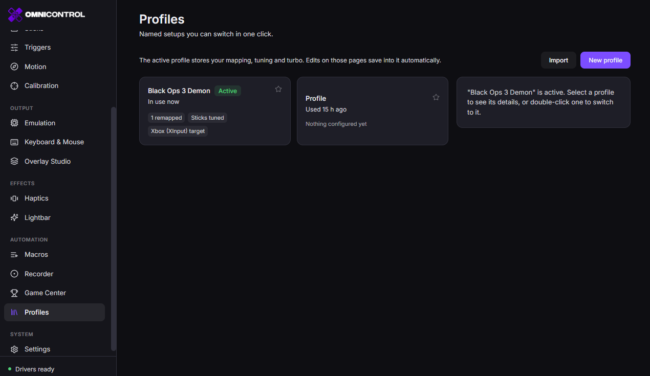 OmniControl Profiles