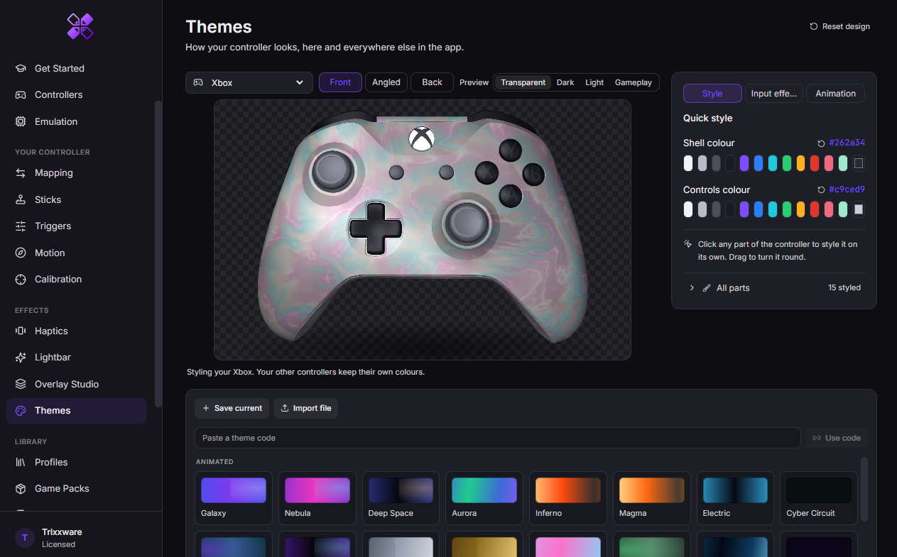 OmniControl Themes screen